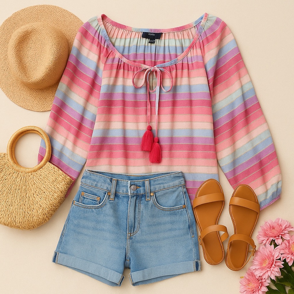 J. Crew Pastel Striped Blouse